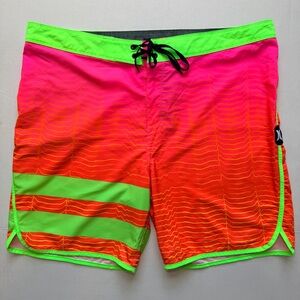 Hurley Phantom Block Party Speed Board Shorts Neon Ombre Size 38 Inseam 8"